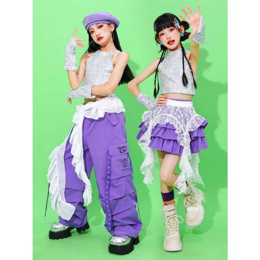 ダンス衣装 キッズ セットアップ スパンコール キラキラ衣装 ジャズ