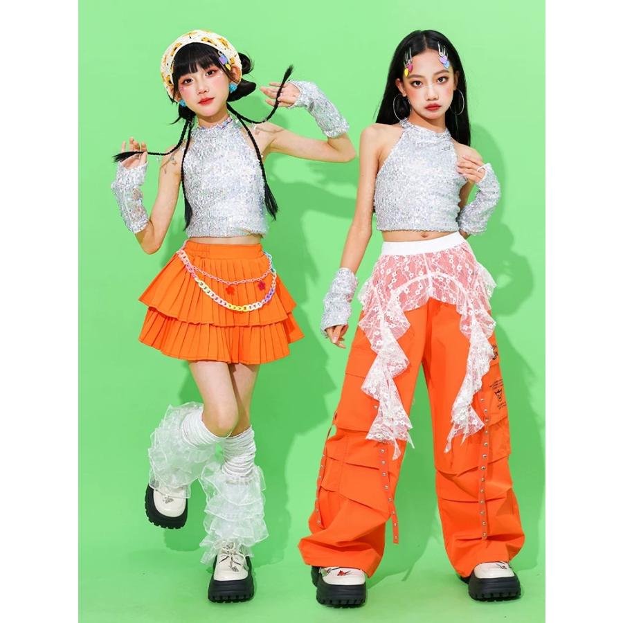 ダンス衣装 キッズ セットアップ スパンコール キラキラ衣装 ジャズ