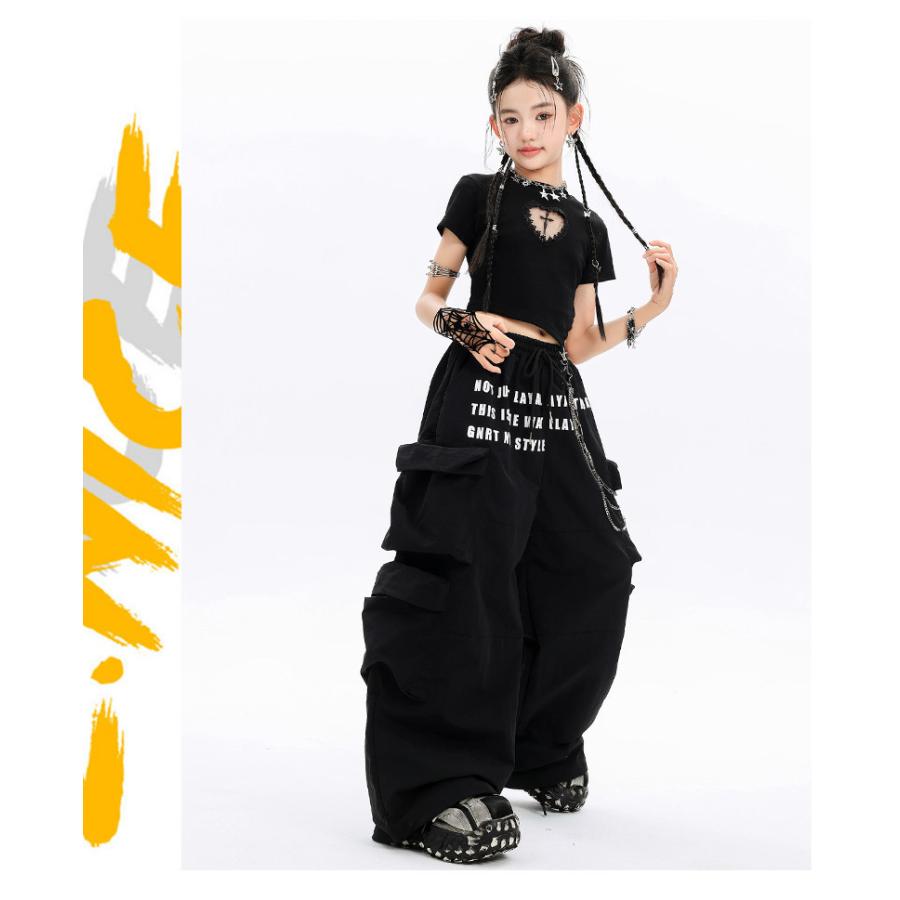 ダンス衣装 セットアップ ガールズ ヒップホップ 衣装 K-POP 韓国 黒