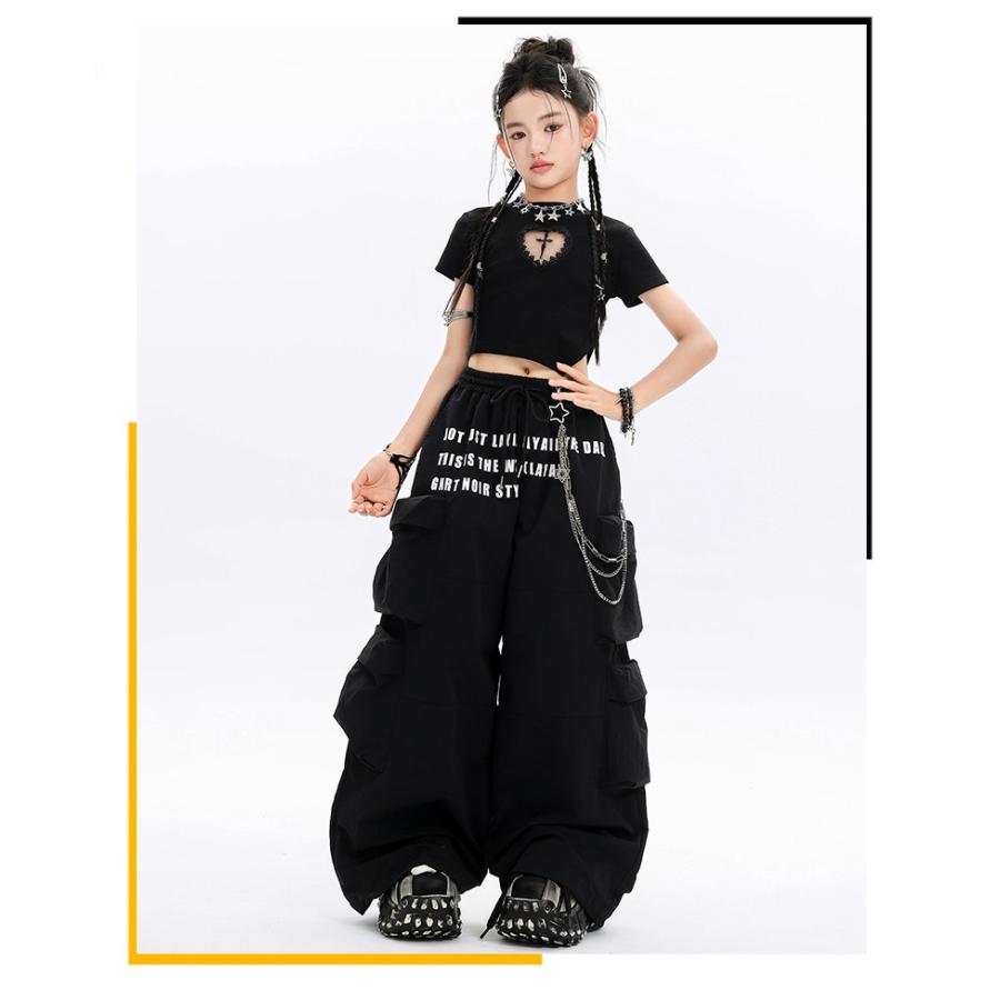 ダンス衣装 セット ダンス衣装 セットアップ ガールズ ヒップホップ 衣装 K-POP 韓国 黒