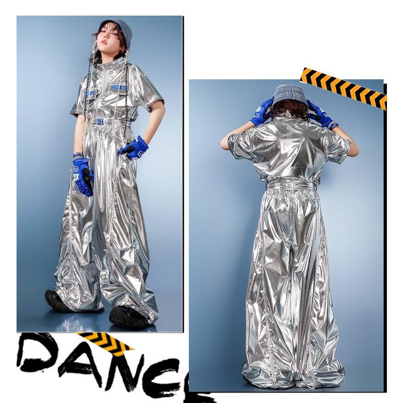 キッズダンス衣装 セットアップ ヒップホップ 派手 メタリック