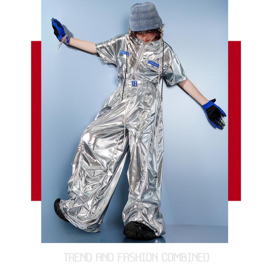 キッズダンス衣装 セットアップ ヒップホップ 派手 メタリック