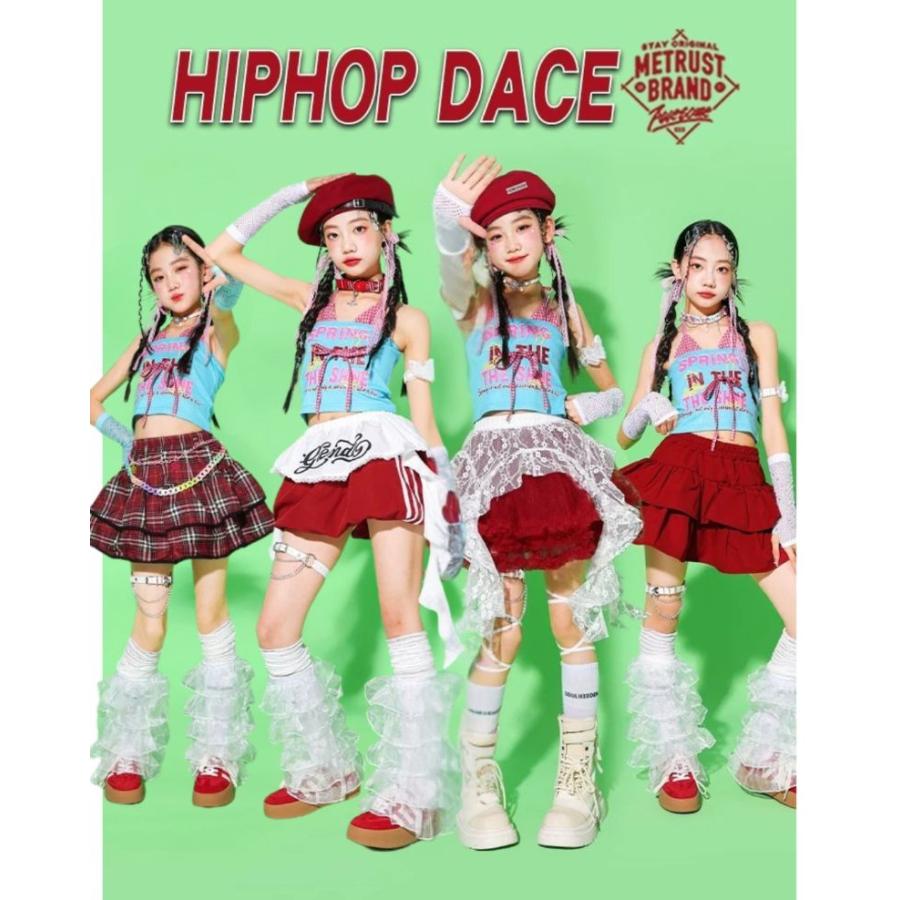 ガールズ ヒップホップ 衣装 水色 赤 K-POP 韓国 チアダンス ダンス