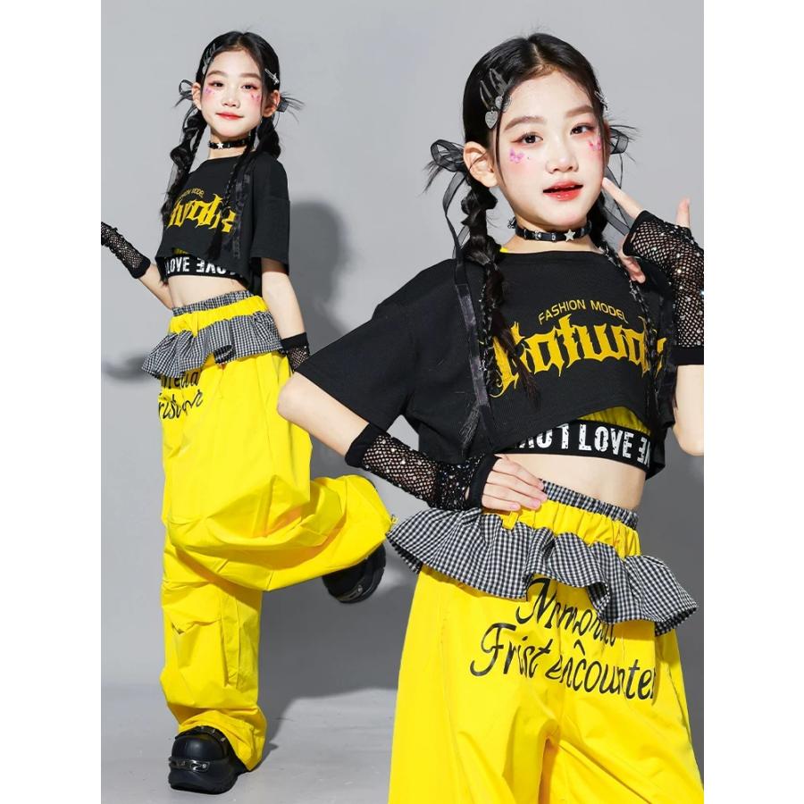 ダンス衣装 キッズ セットアップ ガールズ ヒップホップ 衣装 ヘソ出し