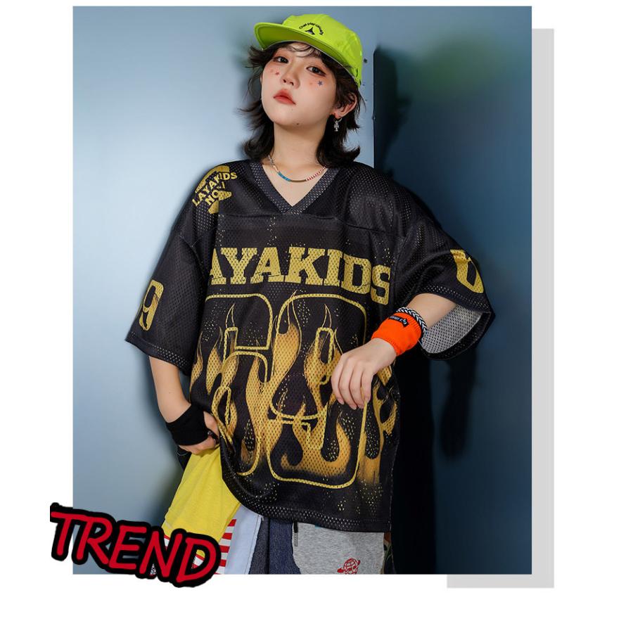 キッズダンス衣装 セットアップ 黒 ヒップホップ 衣装 派手 炎柄