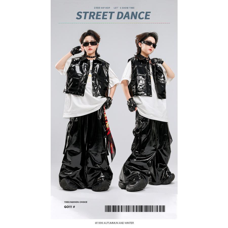 キッズダンス衣装 セットアップ ヒップホップ 衣装 黒 スパンコール