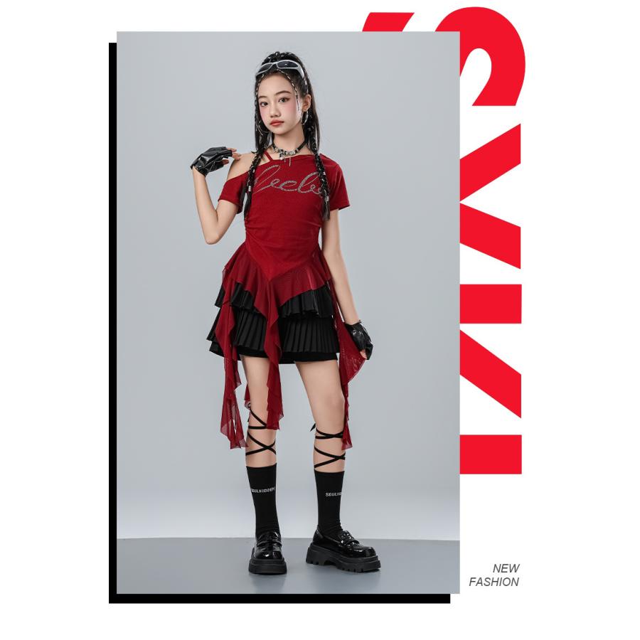 ダンス衣装 キッズ セットアップ K-POP 韓国 ガールズ ヒップホップ