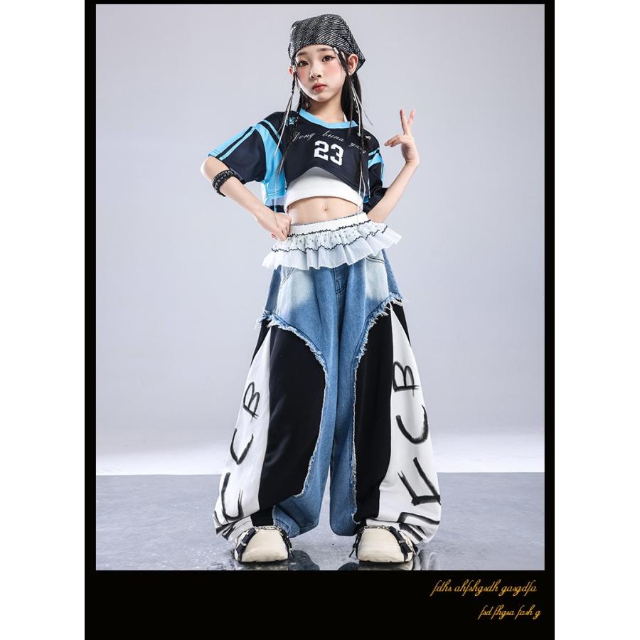 キッズダンス衣装 セットアップ 青 ブルー ガールズ ヒップホップ 衣装