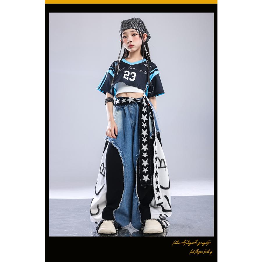 キッズダンス衣装 セットアップ 青 ブルー ガールズ ヒップホップ 衣装