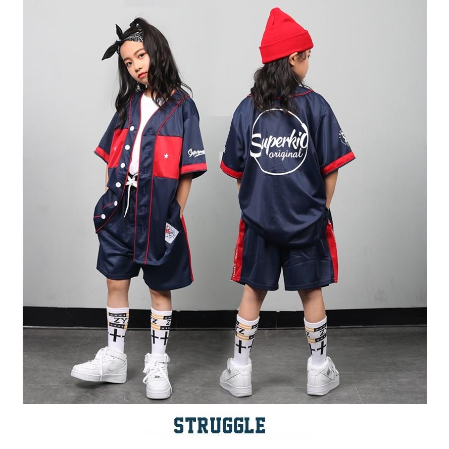 ベースボールシャツ ダンス衣装 キッズ ヒップホップ ベースボールシャツ ダンス衣装 キッズ ヒップホップ