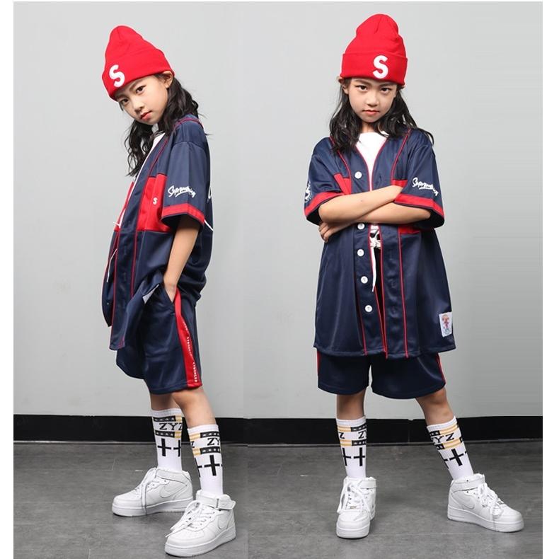 ベースボールシャツ ダンス衣装 キッズ ヒップホップ ベースボールシャツ ダンス衣装 キッズ ヒップホップ