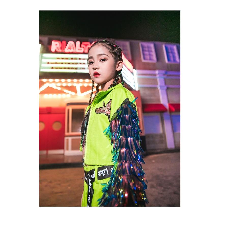 ダンス衣装 ガールズ 派手 かっこいい K-POP ファッション 韓国 セットアップ 黄緑｜sims-mart｜07