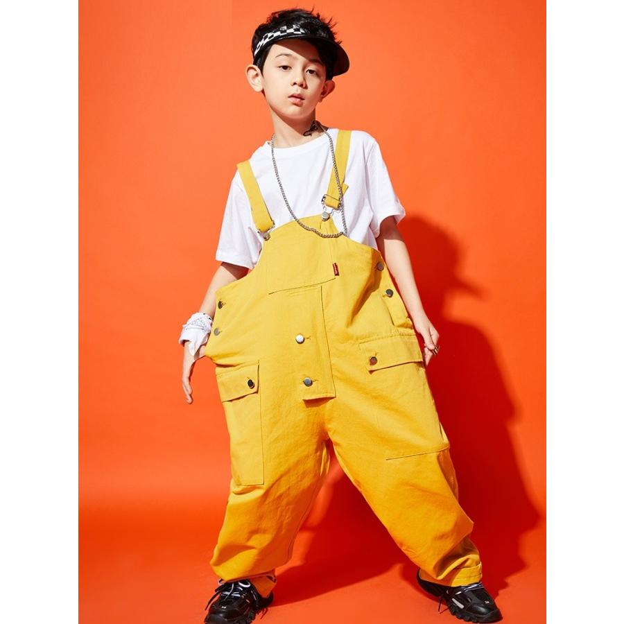 オーバーオール キッズダンス衣装 派手 つなぎ K-POP 韓国 サロペット 黄色 ベージュ カーキ｜sims-mart｜05