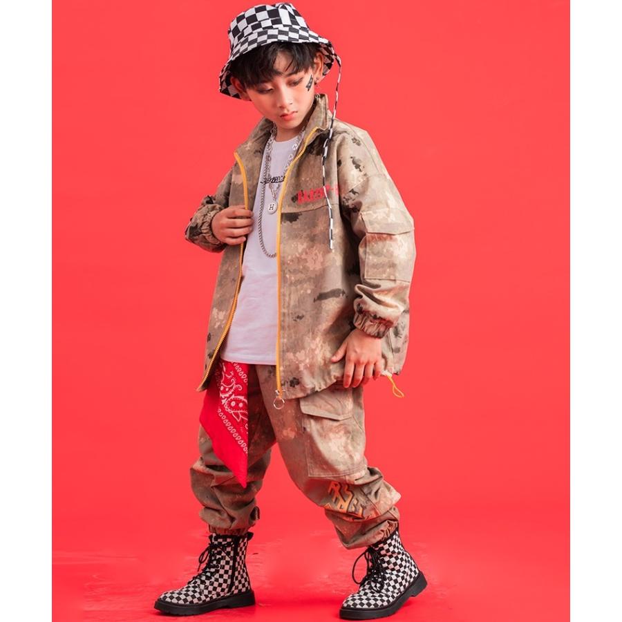 キッズダンス衣装 ヒップホップ セットアップ 迷彩 カモフラージュ