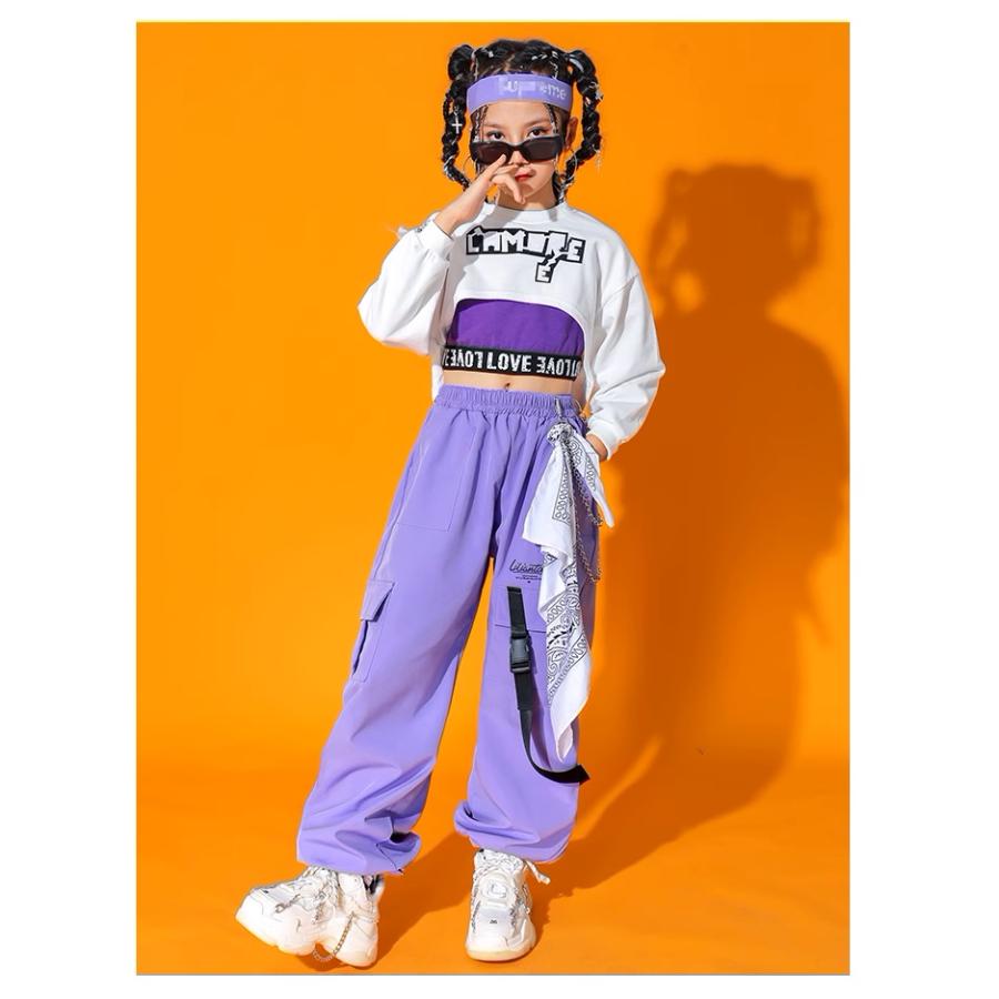 ガールズ ヒップホップ ダンス衣装 セットアップ へそ出し トップス