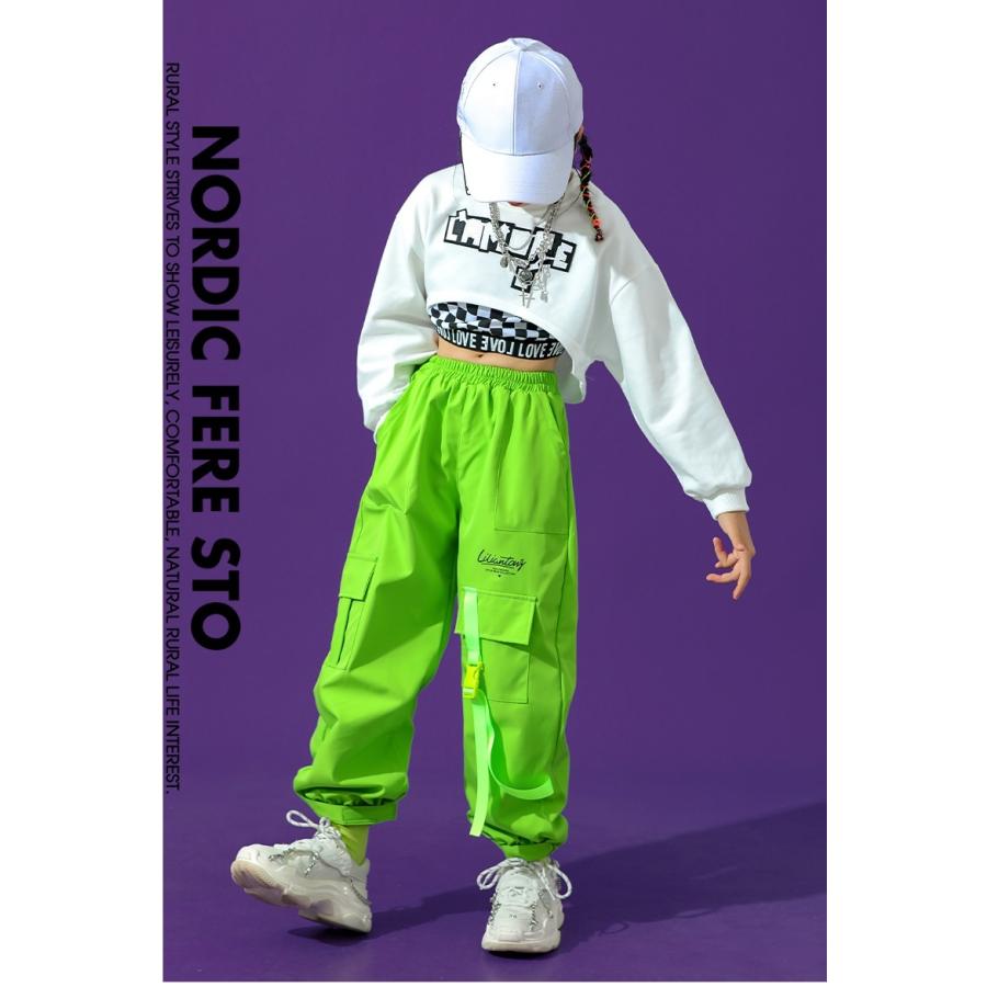 ガールズ ヒップホップ ダンス衣装 セットアップ へそ出し トップス