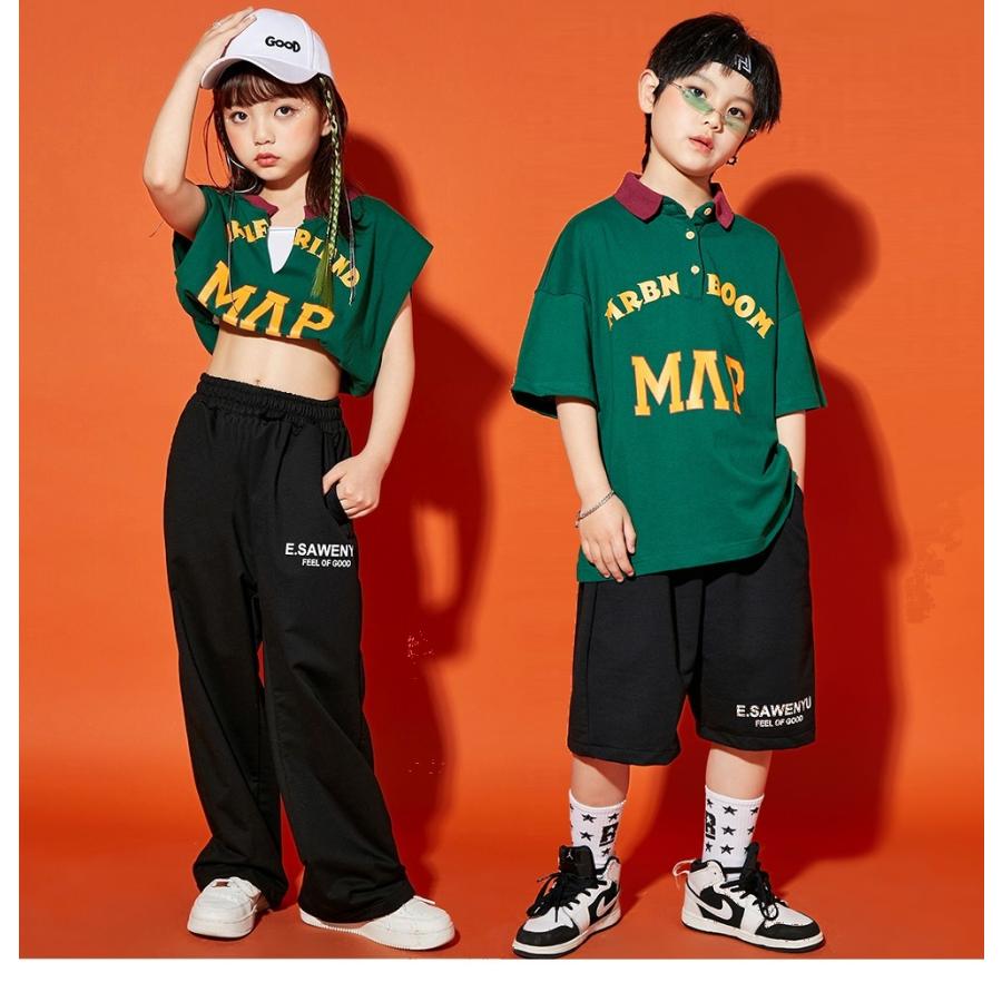 キッズダンス衣装 セットアップ ヒップホップ ダンスファッション ヘソ