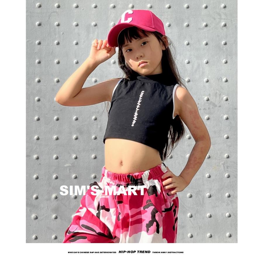 ダンス衣装 キッズ トップス へそ出し ヒップホップ ガールズ キッズ  
