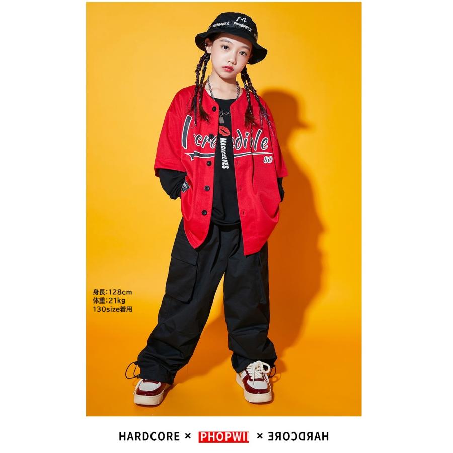 ベースボールシャツ ダンス衣装 キッズ ヒップホップ キッズダンス衣装