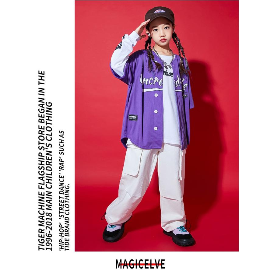 ベースボールシャツ ダンス衣装 キッズ ヒップホップ キッズダンス衣装