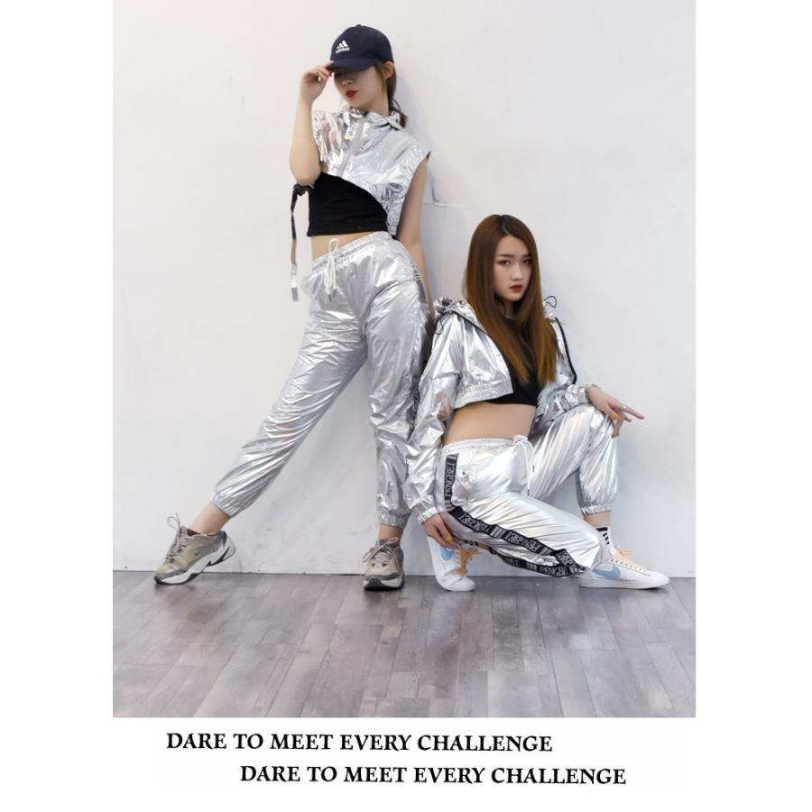 ウィンドブレーカー メタル 光沢 ジャージ 上下 レディース ガールズ