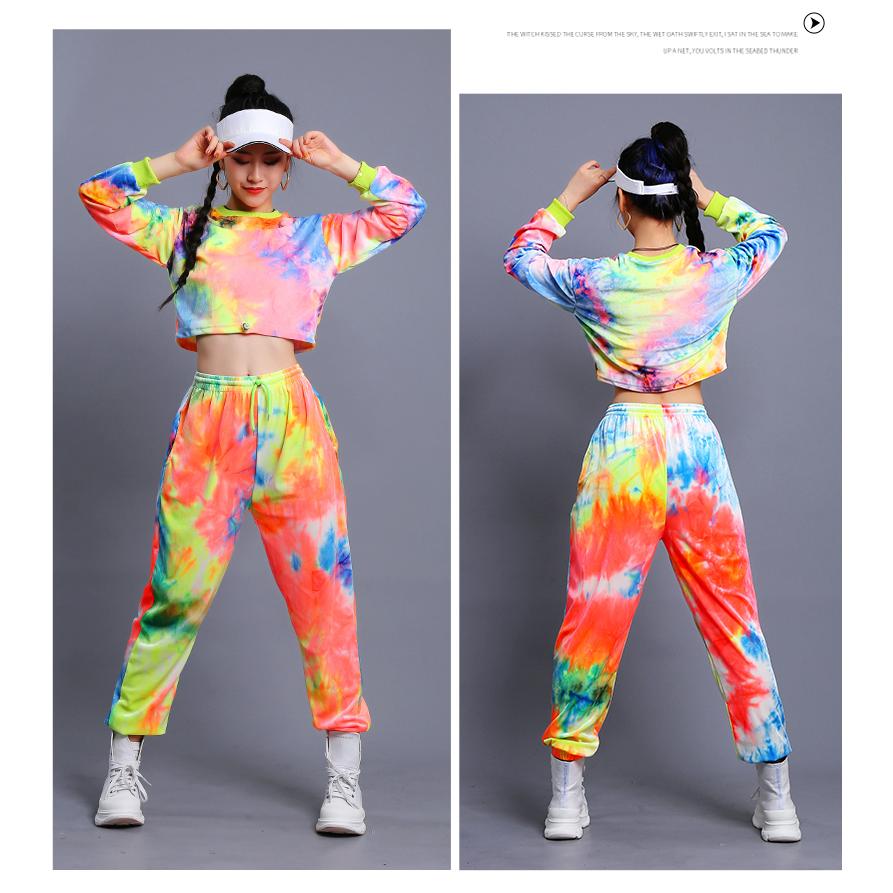 ダンス衣装 ヒップホップ セットアップ タイダイ柄 ペイント模様 派手