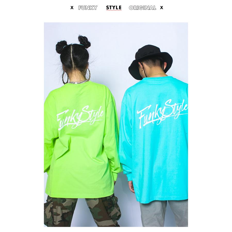 ダンス衣装 トップス ヒップホップ ファッション メンズ レディース 大人 ダンス 衣装 ロンT 長袖 Tシャツ K-POP 韓国 黄緑 水色 ベージュ 黒 白 5色｜sims-mart｜07