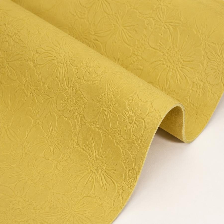 【￥2300→1650】【期間限定】ボタニカル柄型押し合皮生地(0124)【メール便不可】｜50cm単位販売 エンボス 花柄 カラフル パステル くすみ ダスティカラー SEI | 銀河工房 | 03