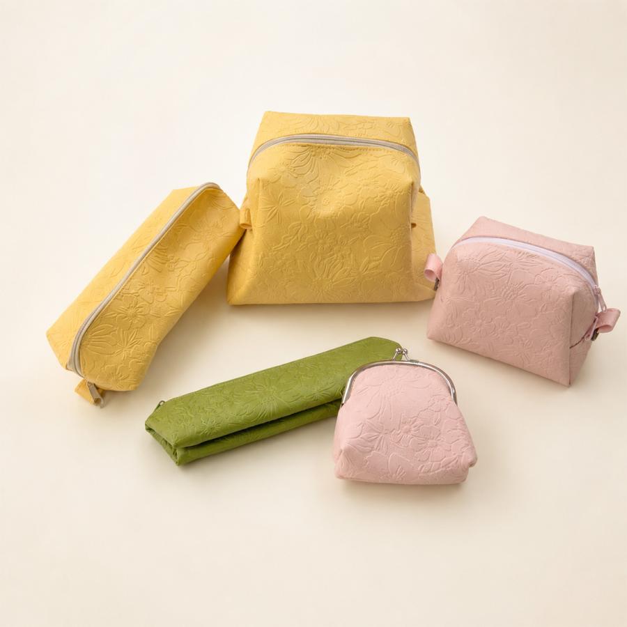 【￥2300→1650】【期間限定】ボタニカル柄型押し合皮生地(0124)【メール便不可】｜50cm単位販売 エンボス 花柄 カラフル パステル くすみ ダスティカラー SEI | 銀河工房 | 05