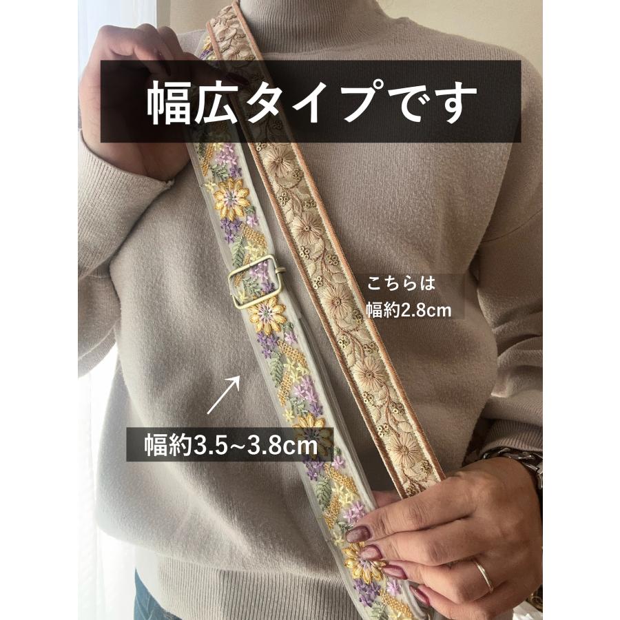【メール便2個まで】◆インド刺リボンストラップ幅広(4905)|インド刺ストラップ スマホショルダー カメラストラップ バッグストラップ ハンドメイド | ブランド登録なし | 05