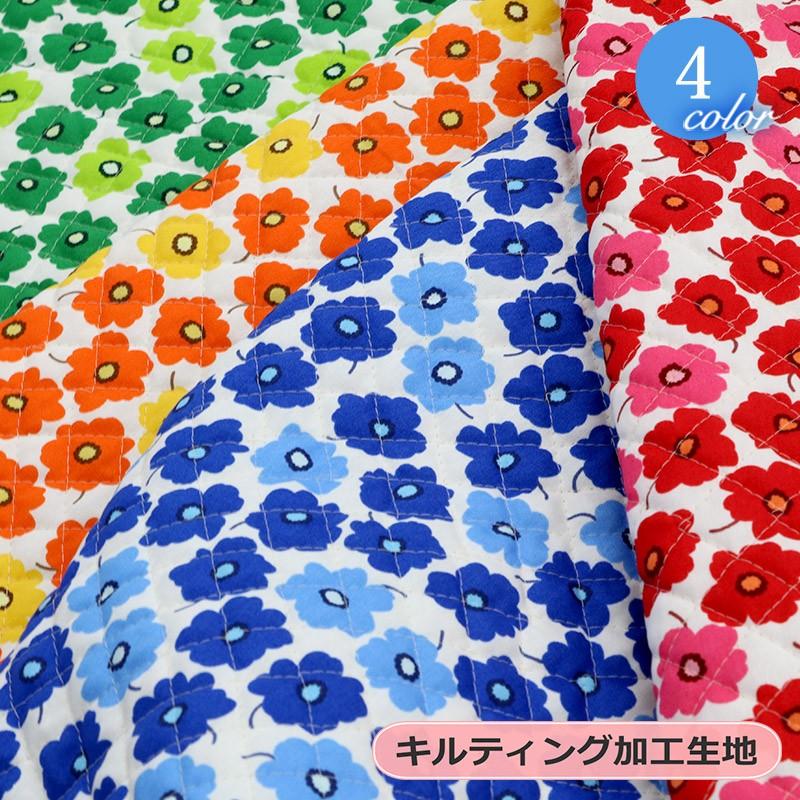 メール便50cmまで ビビッドフラワーキルティング生地 6702 北欧 花柄 キルト プリント 入園 入学 手づくり メール便ok 6702 合成皮革 生地通販 銀河工房 通販 Yahoo ショッピング