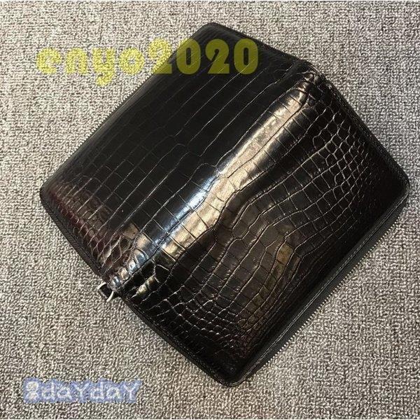 ワニ革 贅沢 長財布 本革 腹革 ラウンドファスナー クロコダイル レザー メンズ レディースの画像