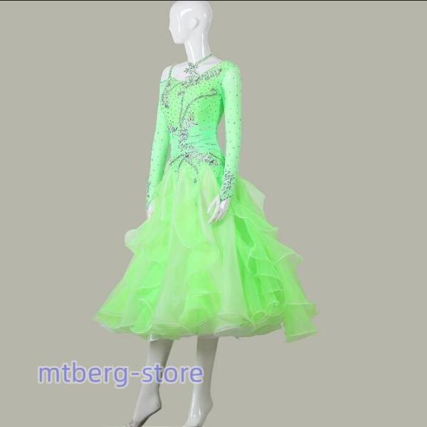 社交ダンス競技ドレス レディース 豪華正装ドレス 競技会発表会ダンスワンピース ゴージャスワルツドレス_1