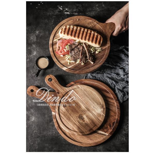 ピザ焼きトレー 木製の手付きピザトレー 寿司台 丸型 四角 取っ手付き