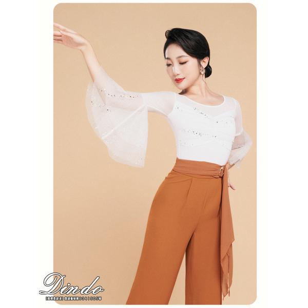 社交ダンストップス ロングスカート レディース 七分袖 レオタート ホック付き キラキラ ラテン チュール モダンドレス　ロング ダンスウエア　競技 練習用 |  | 07