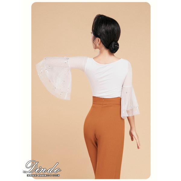 社交ダンストップス ロングスカート レディース 七分袖 レオタート ホック付き キラキラ ラテン チュール モダンドレス　ロング ダンスウエア　競技 練習用 |  | 08