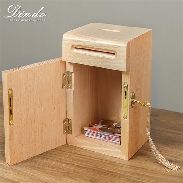 貯金箱 鍵付き インテリア雑貨 置物 大きい 大きめ 木製 ウッド クリア