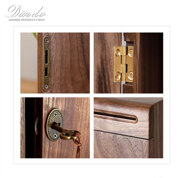 貯金箱 鍵付き インテリア雑貨 置物 大きい 大きめ 木製 ウッド クリア