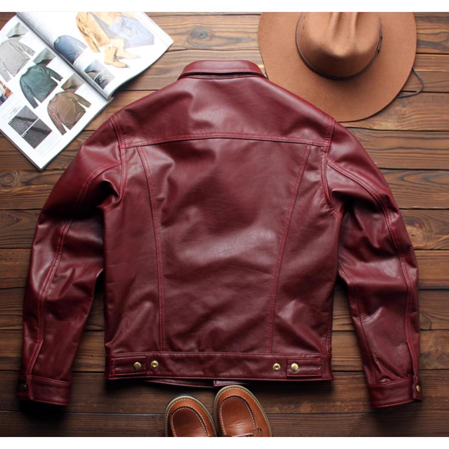 レザージャケット メンズジャケット 本革 ラムレザー 牛革 ワイン