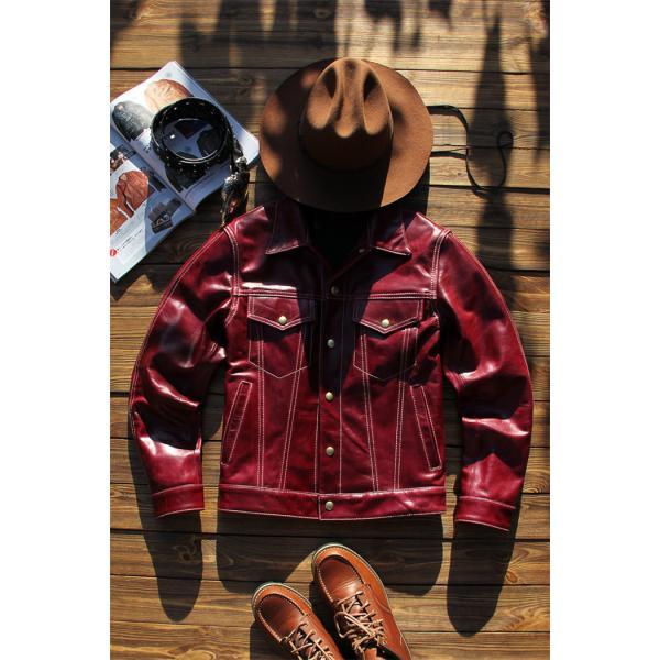 レザージャケット メンズジャケット 本革 ラムレザー 牛革 ワイン