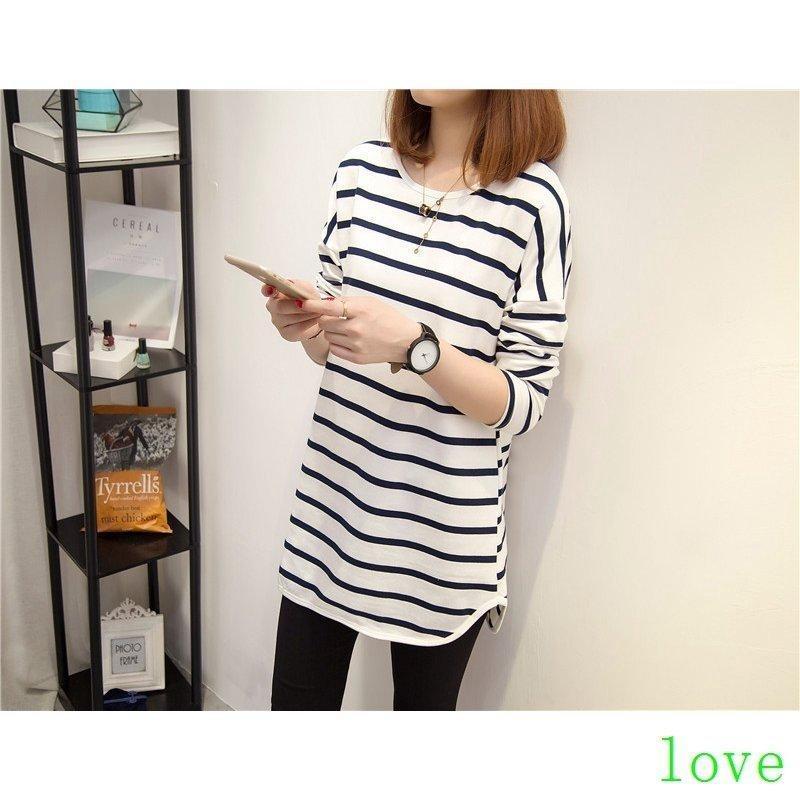 カットソー 長袖 クルーネック 丸首 チュニック丈 トップス レディース 女性 婦人服 Tシャツ ロンT ラウンドヘム ボーダー柄 カジュアル おしゃ |  | 05