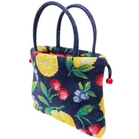 feiler（フェイラー） バッグ 手付き巾着 きんちゃく ラフルッタ 紺