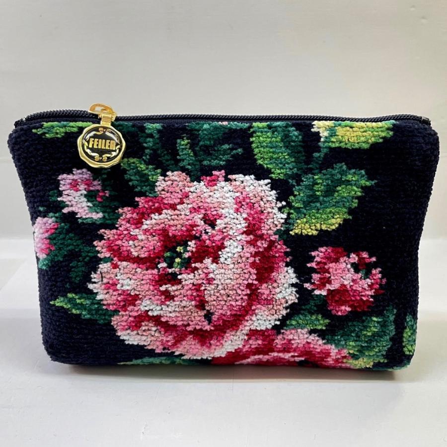 feiler（フェイラー） ポーチ ローズアダージョ 紺 ネイビー ROA