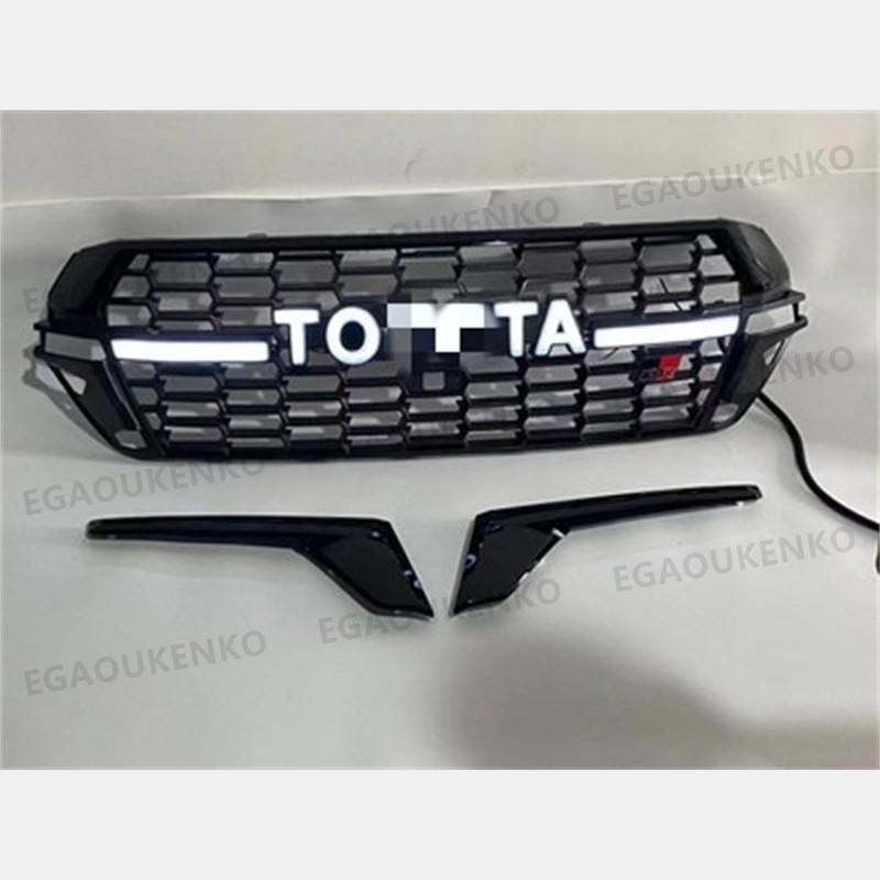 トヨタ ランドクルーザー200系 16-20 高品質 LED グリル フロント カメラ穴あり ブラック アイライン 付 流れるウィンカー 外装 3P