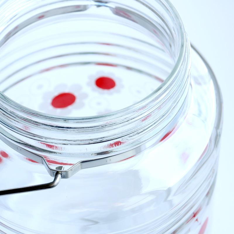 梅酒びん ガラス 果実酒瓶 アデリアレトロ 貯蔵びん 3L お花 持ち手