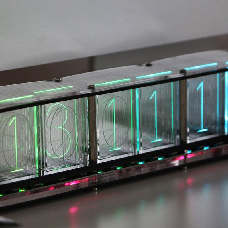 RGBチューブクロック ニキシー管風デジタル時計 レトロ 映え LED