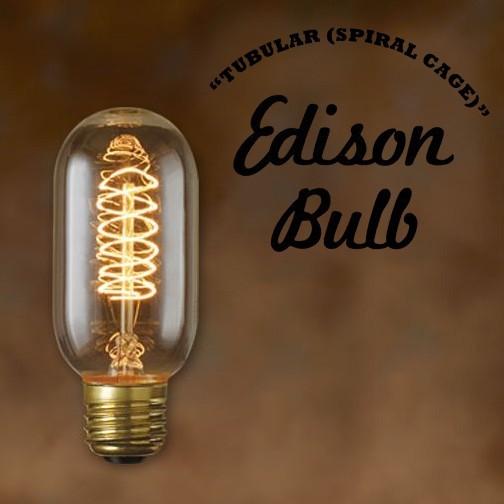 おもしろ 雑貨 インテリア エジソンバルブ Edison Bulb Tubular Spiral チューブラー スパイラル タングステン電球  照明 口金E26タイプ 40W 60W｜sincere-inc