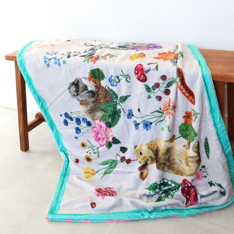 ナタリーレテ ブランケット ひざ掛け 可愛い 70×100cm ダブルレイヤー