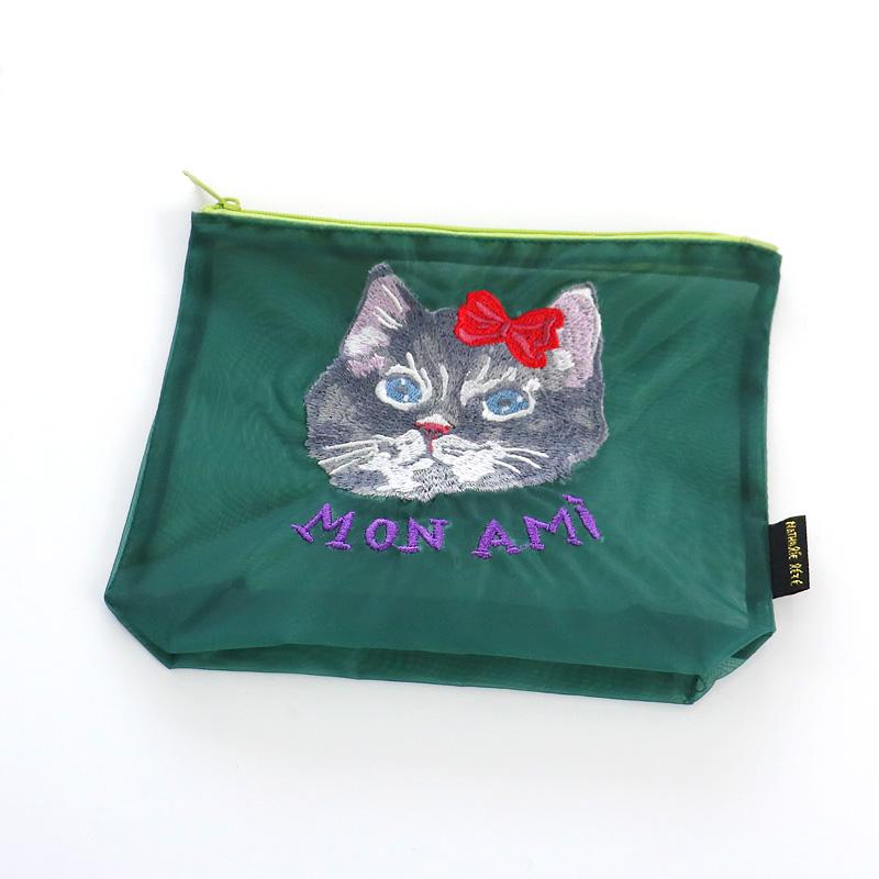 ナタリーレテ オーガンジー ポーチ 小物入れ 化粧ポーチ Nathalie Lete 横型 Organdy Pouch 大人可愛い 旅行用 猫 ネコ アニマル メール便OK |  | 02