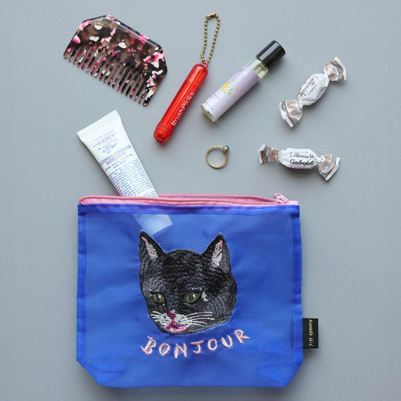 ナタリーレテ オーガンジー ポーチ 小物入れ 化粧ポーチ Nathalie Lete 横型 Organdy Pouch 大人可愛い 旅行用 猫 ネコ アニマル メール便OK |  | 06